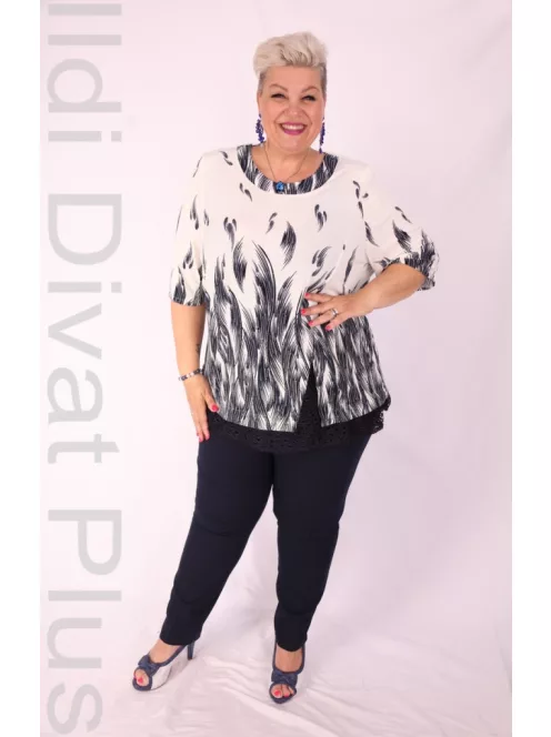 Maxi Lady Fehér-Kék Mintás Tunika