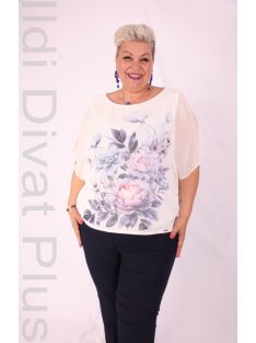 Botega Elena Ekrü-Lila Virágos Blúz