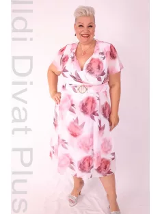 Tomex Ekrü-Mályva Virágos A Vonalú Ruha