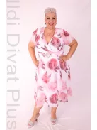 Tomex Ekrü-Mályva Virágos A Vonalú Ruha