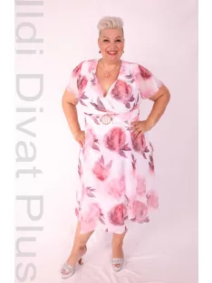 Tomex Ekrü-Mályva Virágos A Vonalú Ruha