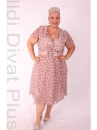 Tomex Beige-Ekrü Pöttyös A Vonalú Ruha