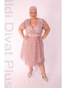 Tomex Beige-Ekrü Pöttyös A Vonalú Ruha