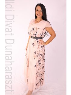 Sonata Púder-Beige Virágos Maxi Ruha