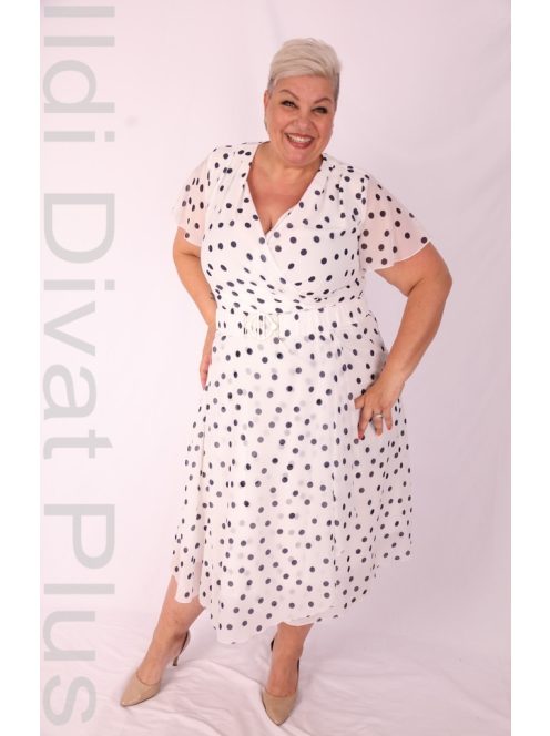 Tomex Fehér-Kék Pöttyös A Vonalú Ruha