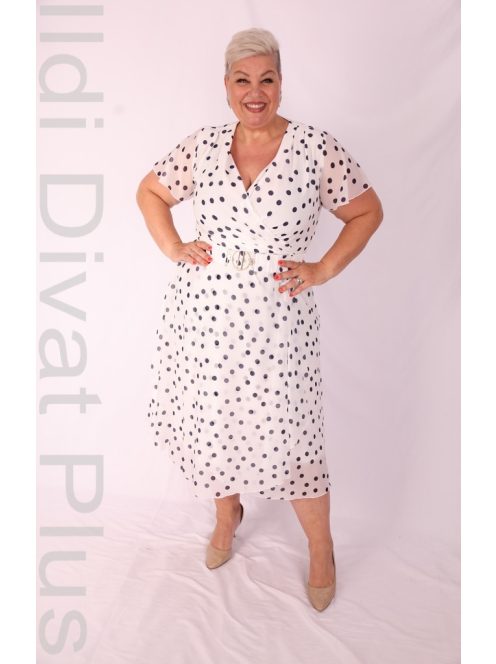 Tomex Fehér-Kék Pöttyös A Vonalú Ruha