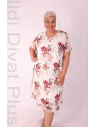 Exlusíve Ekrü-Bordó Virágos Muszlin Ruha