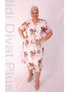 Exlusíve Ekrü-Bordó Virágos Muszlin Ruha