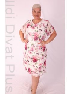 Exlusíve Ekrü-Mályva Virágos Muszlin Ruha