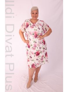 Exlusíve Ekrü-Mályva Virágos Muszlin Ruha