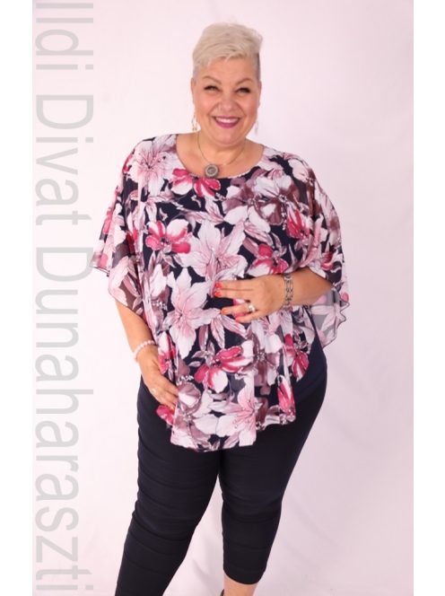 Dorian Kék-Mályva Virágos Muszlin Tunika