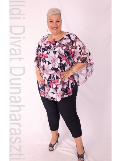 Dorian Kék-Mályva Virágos Muszlin Tunika