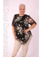 Eko Fekete-Keki Virágos Muszlin Tunika