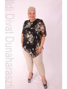 Eko Fekete-Keki Virágos Muszlin Tunika
