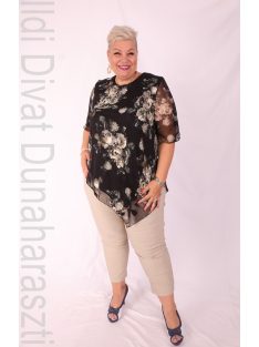Eko Fekete-Keki Virágos Muszlin Tunika