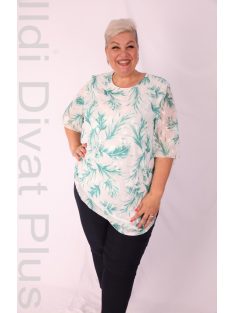 Eko Fehér-Zöld Levélmintás Muszlin Tunika