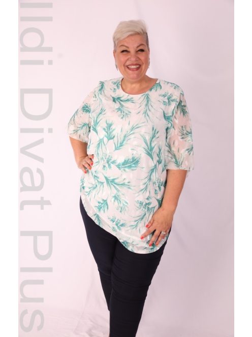 Eko Fehér-Zöld Levélmintás Muszlin Tunika