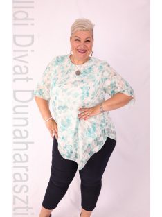 Eko Fehér-Zöld Mintás Muszlin Tunika