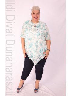 Eko Fehér-Zöld Mintás Muszlin Tunika