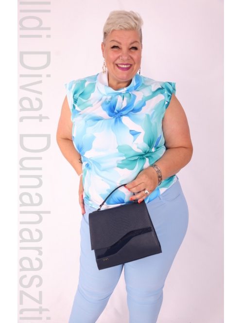 Manda Türkiz- Mintás  Blúz