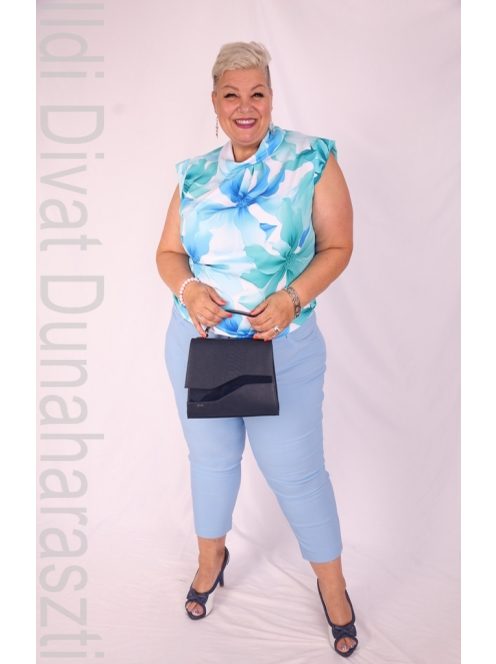 Manda Türkiz- Mintás  Blúz