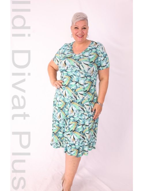 Wika Zöld-Mintás A Vonalú Ruha