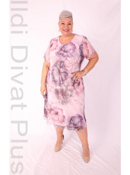 Exclusíve Mályva Virágos Muszlin Ruha