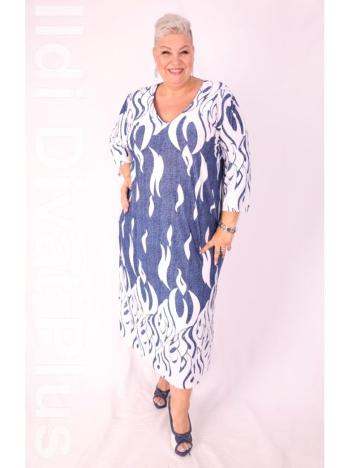 Classis Világoskék-Fehér Mintás Felina Ruha