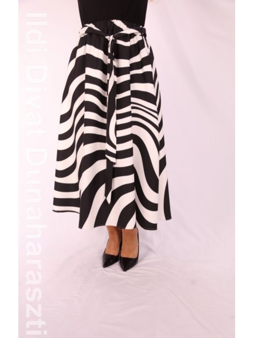 Antom Fekete-Fehér Mintás Midi Szoknya