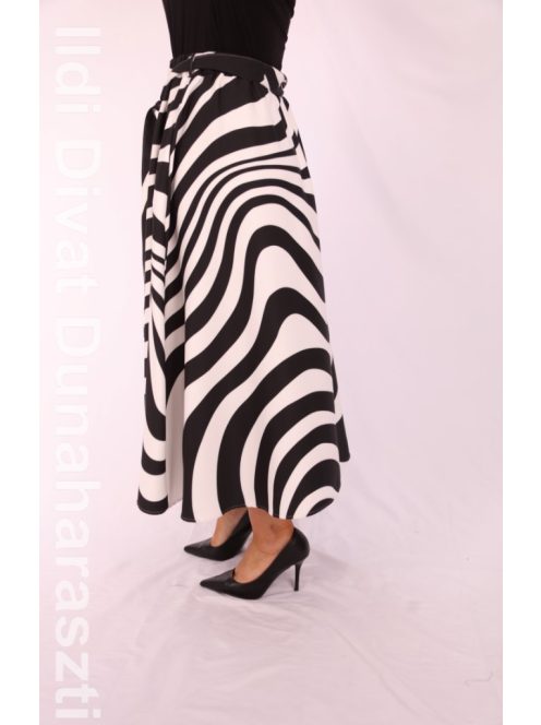 Antom Fekete-Fehér Mintás Midi Szoknya