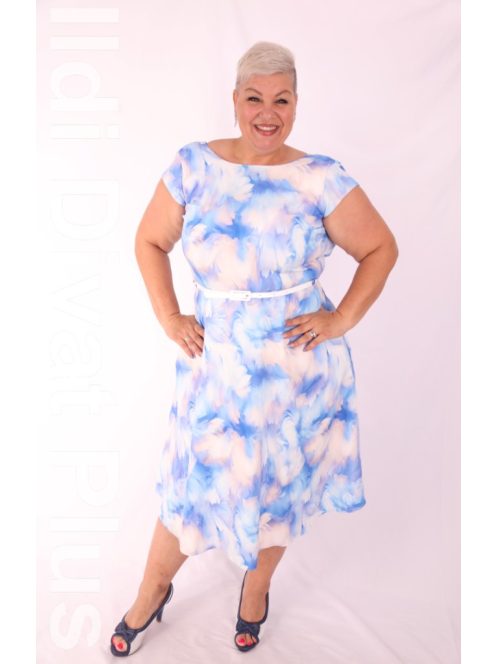 Gotta Kék-Ekrü Virágos A vonalú Ruha