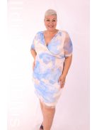 Trynite Kék-Beige Mintás Hálós Ruha