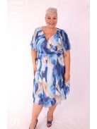 Trynite Kék-Beige Mintás A vonalú Ruha