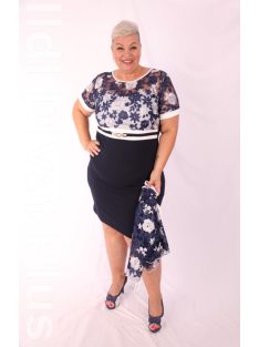 Elengace Kék-Fehér Csipkés Komplé