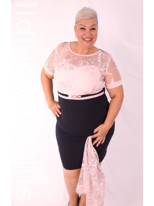 Elengace Kék-Púder Csipkés Komplé