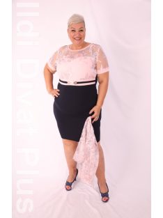 Elengace Kék-Púder Csipkés Komplé