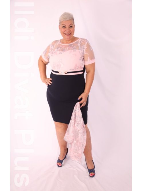 Elengace Kék-Púder Csipkés Komplé