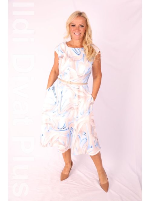 Gotta Kék-Beige Mintás A Vonalú Ruha