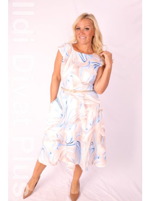 Gotta Kék-Beige Mintás A Vonalú Ruha