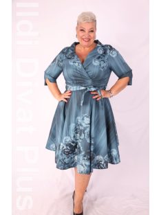 Margo Petrol-Virágos A Vonalú Ruha