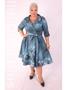 Margo Petrol-Virágos A Vonalú Ruha