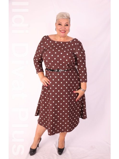 Gotta Barna-Fehér Pöttyös A Vonalú Ruha-48