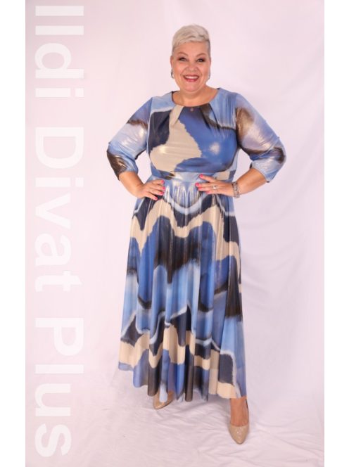 Trynite Kék-Arany Csillogós Maxi Ruha