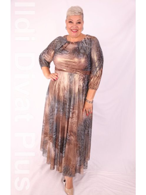 Trynite Kék-Arany Mintás Csillogós Maxi Ruha