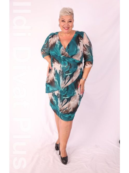 Trynite Petrol-Beige Mintás Ruha