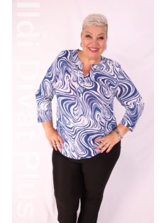 Maxi Lady Kék-Fehér Mintás Tunika