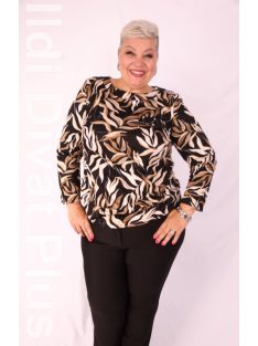 Maxi Lady Fekete-Barna Mintás Tunika