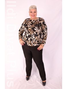 Maxi Lady Fekete-Barna Mintás Tunika