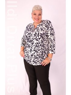 Maxi Lady Ekrü-Fekete Mintás Tunika