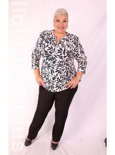 Maxi Lady Ekrü-Fekete Mintás Tunika